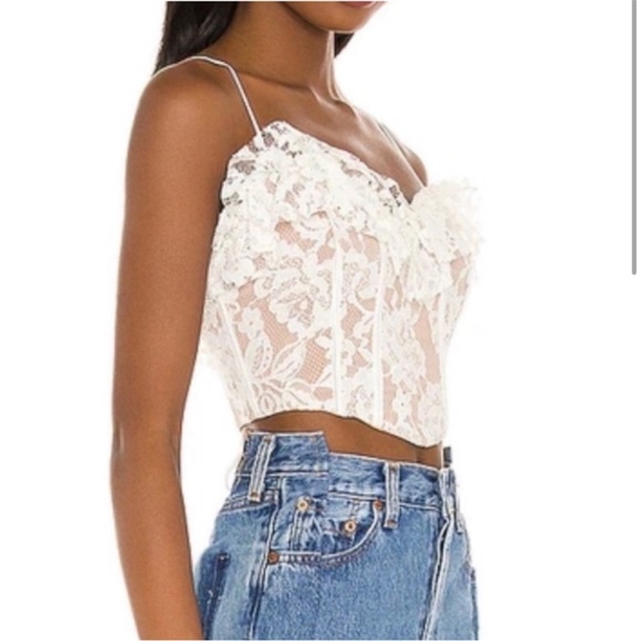 For Love and Lemons Ruffle Lace Crop Top Bustier Corset Sz M - Picture 2 of 7